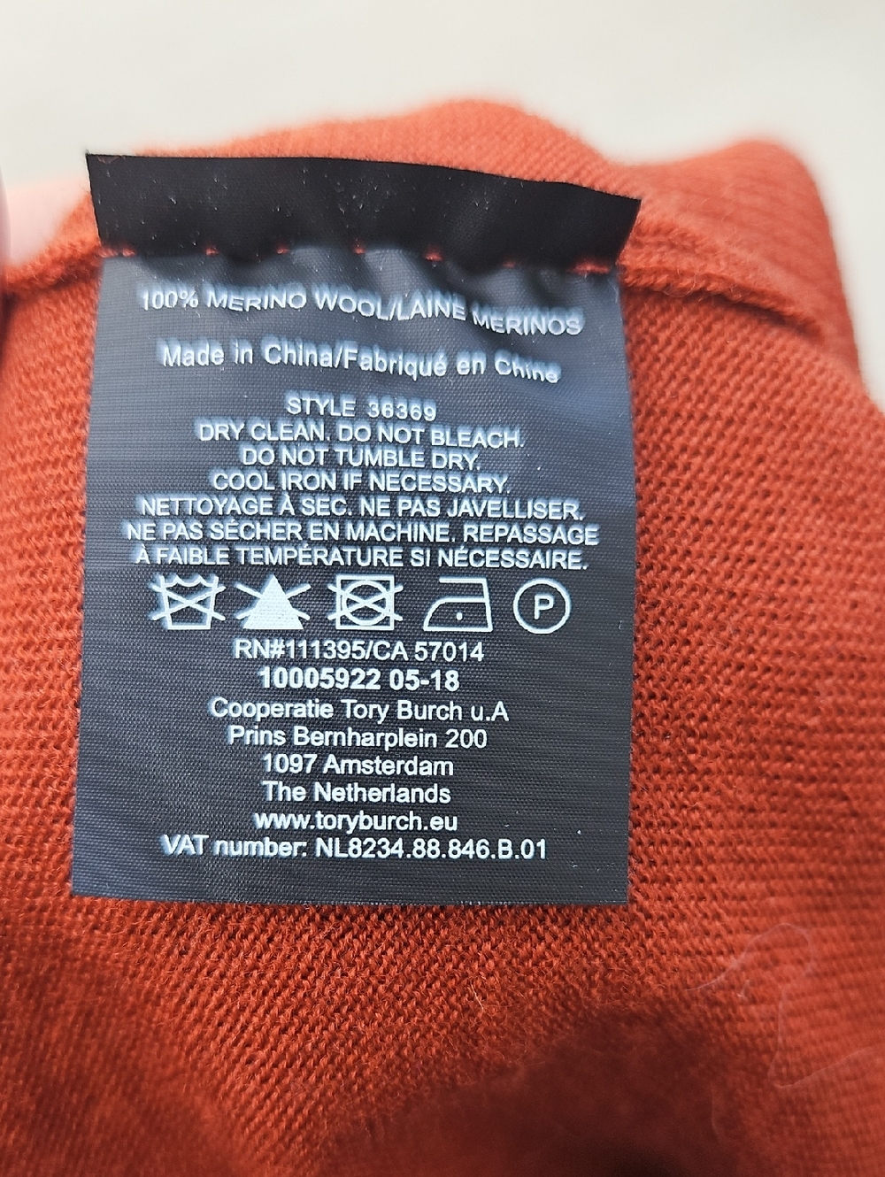 Tory Burch Womens  Burnt Orange Button-Front Cardigan 100 Merino Wool - Picture 5 of 5